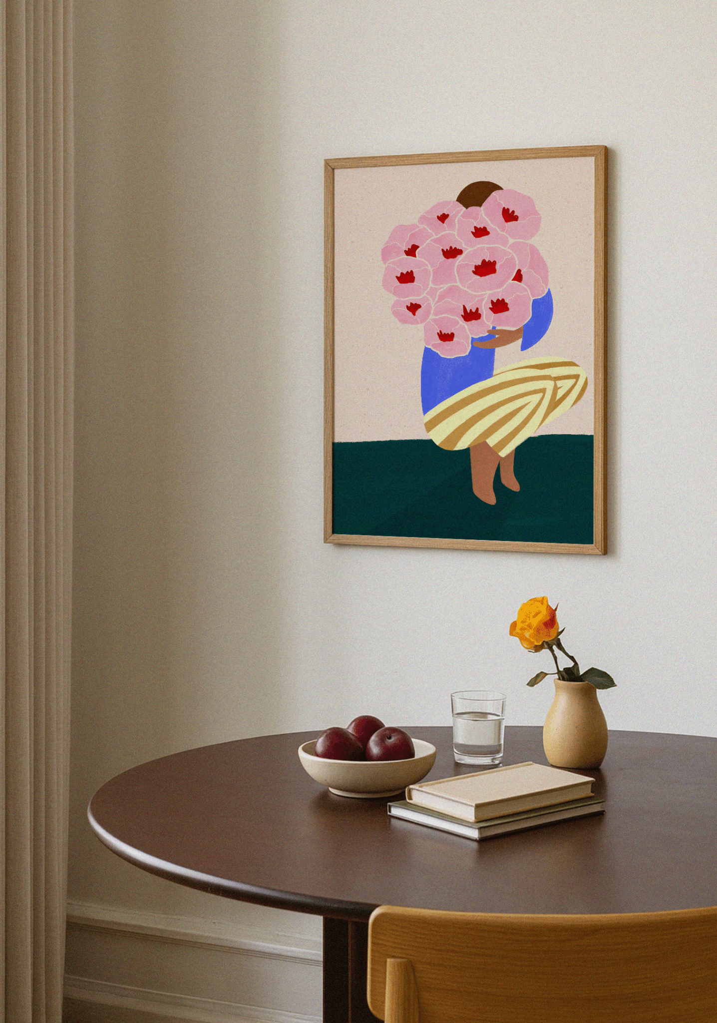 Woman with Bouquet of Flowers Poster